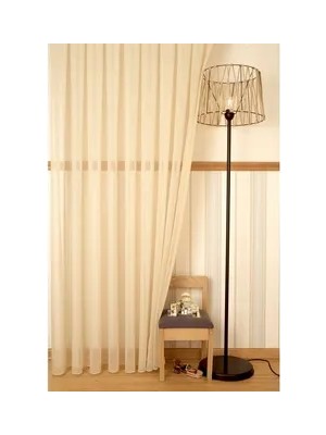 Vivense Kırçıllı Keten Tül Koyu Buğday Rengi Seyrek Pile 100X260