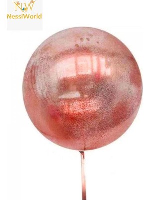 Senka Mey Ithalat® Kırmızı Simli Yuvarlak Şeffaf Balon 24 Inç