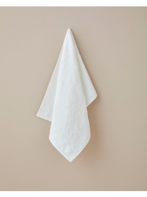 English Home Leafy Touch Pamuk Jakarlı El Havlusu 30X40 cm Ekru