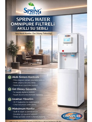 Spring Water Omnipure Filtreli Arıtmalı Sebil Sıcak Soğuk Su 6 Aşama 75 Gpd Membran Dijital Ekranlı