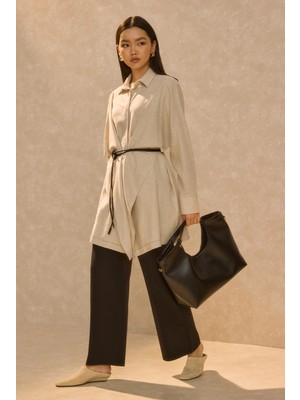 Geniş Parçalı Tasarım Gömlek Sedef