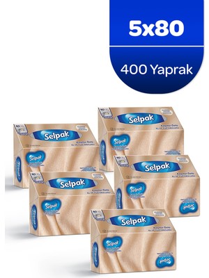 Selpak Kutulu El ve Yüz Havlusu 5x80 Yaprak Kaşmir Özlü Yüksek Emicilik Pratik Kullanım