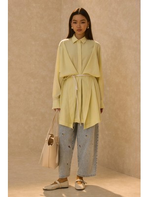 Geniş Parçalı Tasarım Gömlek Soft Sarı