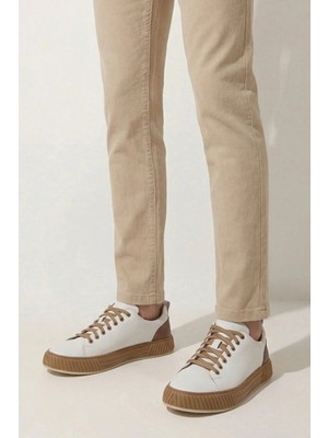 Ziya, Erkek Hakiki Deri Günlük Sneaker 161983Z870 Beyaz