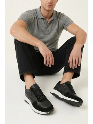 Ziya, Erkek Hakiki Deri Günlük Sneaker 161983ZSY810 Siyah
