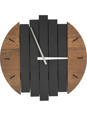 Hobimax Lüx Ahşap Duvar Saati 46x46 cm Koyu Kahverengi 5 Parçalı Dekoratif Tasarım ve Sessiz Mekanizma