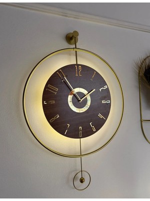 MetaQuartz Aksesuar Ispanyol Orbit Time Büyük Boy (50X75CM )(Quartz Mekanizma)  , Metal Ahşap Duvar Saati