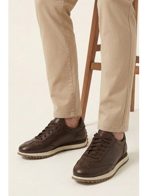 Ziya, Erkek Hakiki Deri Sneaker 1611026Z229 Kahve