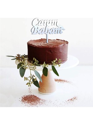 Parti Adresi Pleksi Pasta Süsü Yazı Canım Babam Gümüş