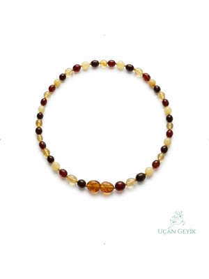 Uçan Geyik Kehribar Doğal Taş Bebek Kolyesi - Güçlü Bağışıklık ve Diş Çıkarma