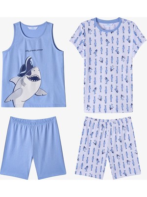 Penti Mavi Erkek Çocuk Fishy Friends Pamuklu 2'li Pijama Takımı