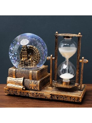 Nuveden Ieg™ Dekoratif Kar Küresi ve Kum Saati Gold Renk