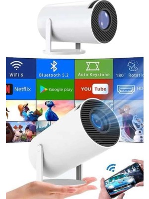Belle Fusion Mey Ithalat® Sinema Projektörü Android HDMI USB Wifi Ses Çıkışlı Ayaklı Projeksiyon Taşınabilir