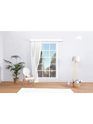 Vivense Massarelli Fon Perde Beyaz Pilesiz 60X260