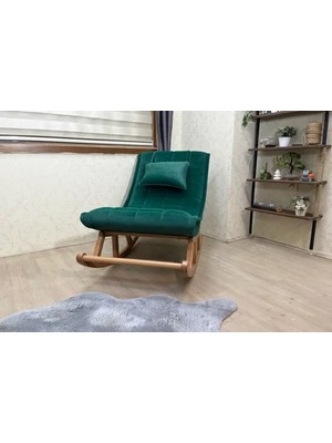 Vivense Miskin Sallanan Sandalye, Yeşil, Ahşap, Naturel Ayak