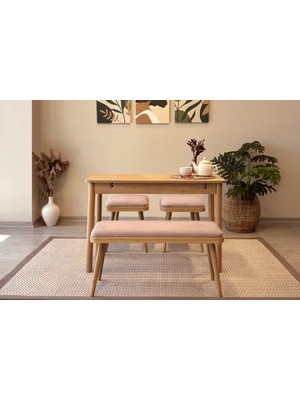 Vivense Vina Mini Açılır Mutfak Masa Takımı, Karina Meşe Taş Rengi