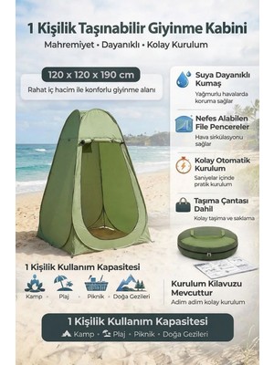 Plentiful Tek Kişilik Yarı Otomatik Portatif Giyinme Kabini Çadırı – Plaj, Kamp, Duş ve Soyunma Kabini
