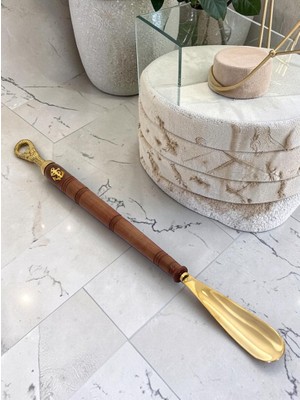 Ağaç Saplı Denizci Çapalı Pirinç Ayakkabı Çekeceği Kerata 60CM