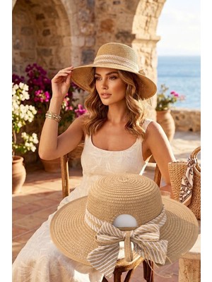 Ritagarcia Arkası Fiyonk Detaylı Ayarlanabilir Hasır Güneş Şapkası