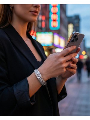 Mervan Takı Etnik Desenli Çelik Kelepçe Bileklik – Taşlı Bohem Tasarım