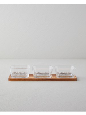 English Home Glacis Akasya-Cam 4 Parça Sunumluk 33x10,5x6 cm Şeffaf
