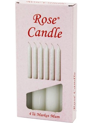 Marsilyan 4pcs - Kalın   Çap=2cm - UZUNLUK=15CM     Beyaz Klasik  Market Mum (K95)