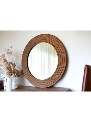Vivense Dfn Wood Ahşap Görünümlü Mdf Yuvarlak Duvar Aynası, 50X50