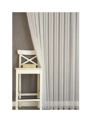Vivense Massarelli Çizgili Tül Ekru Pilesiz 100X260