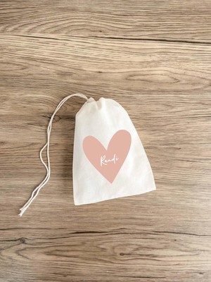 Ninastore Muslin Sevgililer Günü Hediye Çantası - Özel Kalp Hediye Kesesi