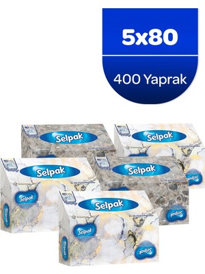 Selpak El ve Yüz Havlusu Kutulu Mermer Desen 5*80 Yaprak Süper Emici Pratik Kullanım