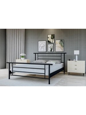 Vivense Zambak Metal Karyola, Çift Kişilik, Siyah, 150X200