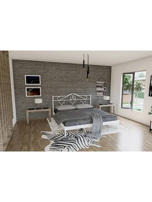 Vivense Gold Dublex Metal Karyola, Beyaz, 150X200