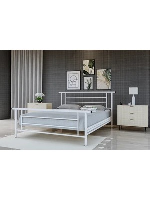 Vivense Zambak Metal Karyola, Çift Kişilik, Beyaz, 140X190