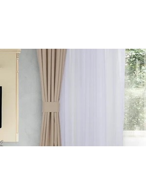 Vivense Massarelli Fon Perde Bej Rengi Pilesiz 260 cm 90