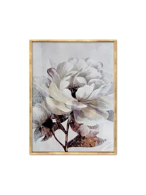 Vivense Altın Çerçeveli Single Flower 2 Yağlı Boya Dokulu Tablo, 100X150