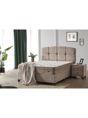 Vivense Tova Baza Başlık ve Yatak Seti, Krem, 160X200