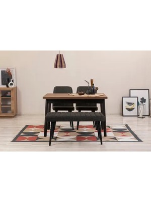 Vivense Oliver Masa Takımı, Barok Siyah, 75X120