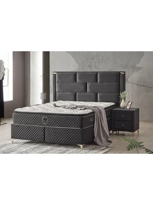 Vivense Royal Baza Başlık ve Yatak Seti, Antrasit, 160X200
