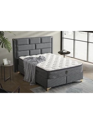 Vivense Royal Baza Başlık ve Yatak Seti, Keten Gri, 150X200