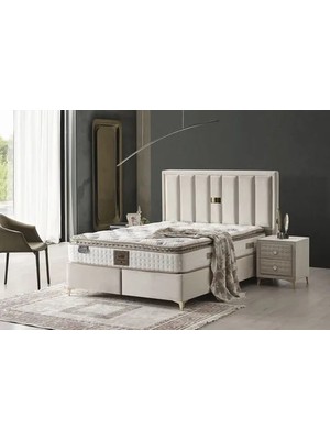 Vivense Diamond Baza Başlık ve Yatak Seti, Krem, 150X200