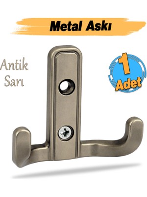 Badem10 Aytuğ Askı 1 Adet Antik Sarı Renk Dolap Askılık Duvar Askılığı Vestiyer Mutfak Elbise Kıyafet Askı