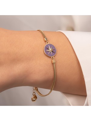 Hakan Mücevherat Mor Mineli Kuzey Yıldızı 14 Ayar Altın Bileklik