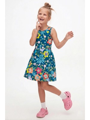 Macro Farm House Kız Çocuk Desenli Desen Elbise