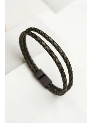 Luna Jewelry Erkek Crocodile Desen Hakiki Deri 316 L Çelik Mıknatıslı Bileklik