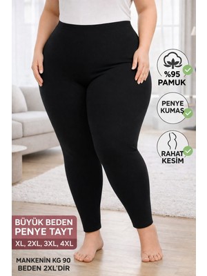 Medament Büyük Beden Ağlı Penye Tayt (Extra Büyük Beden) Rahat Kalıp, Yüksek Bel