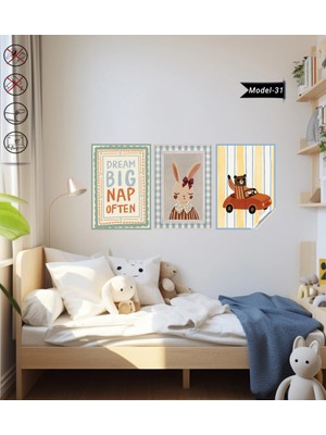 Akıllı Kağıt Statik Tutunma Özellikli Tablo - Poster Çocuk Odası (Model- 31)