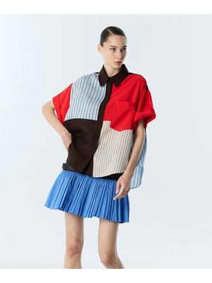 Twist Çizgi Desen Mıx Colorblock Gömlek TS1260025236034