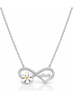 Modahilye 925 Ayar Gümüş Sonsuzluk Papatya Kolye
