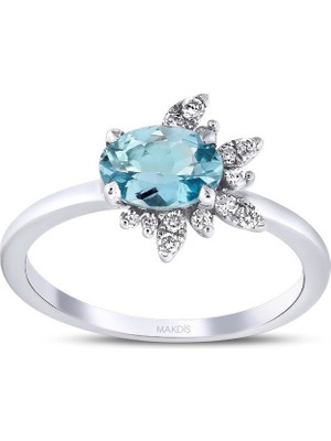 Makdis Pırlanta 0.95 Karat Mavi Topaz Pırlanta Yüzük