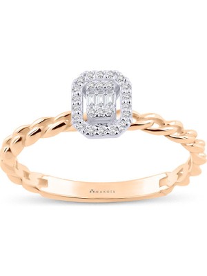 Makdis Pırlanta 0.10 Karat Baget Pırlanta Yüzük